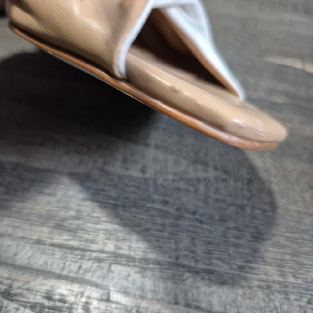 Saks Fifth Avenue Collection Sandals Womens 6M 2 Tone White Tan Leather Mules - Picture 8 of 13
